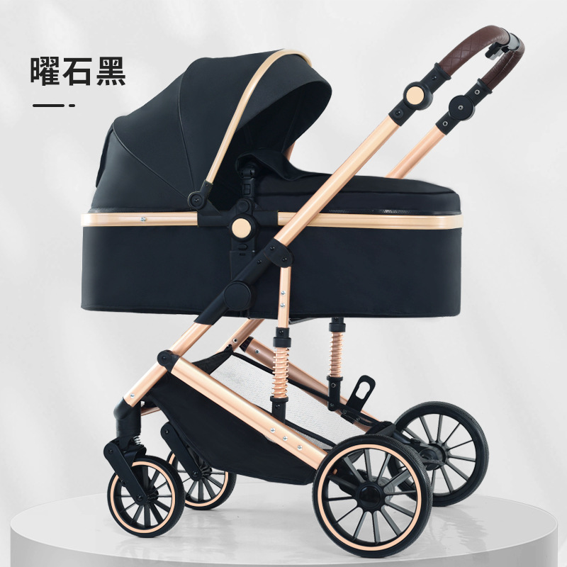 Personalizado alto paisaje cochecito de bebé se puede sentar y acostarse plegable cuatro estaciones cochecito de bebé universal cuatro ruedas antichoque coche bb