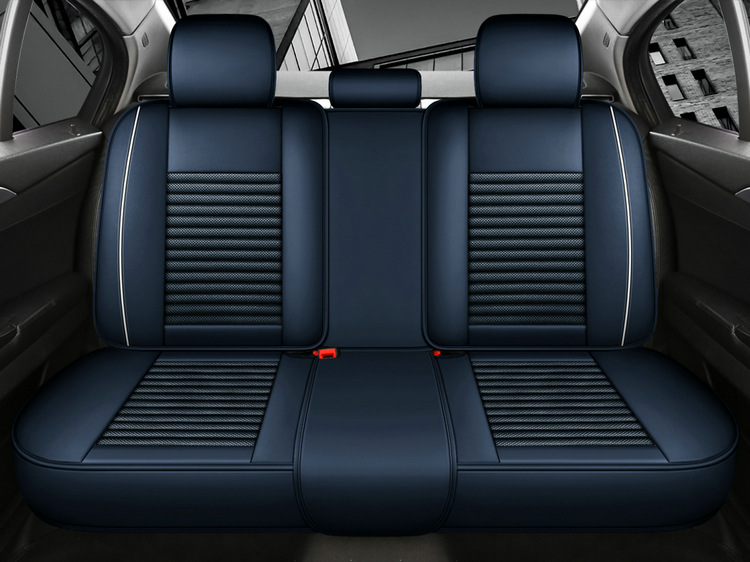 New Cross-Border Traffic Model Nappa Leather Car Seat Cushion, Universal Four-Season Cushion with Ice Silk, Five-Seater Full-Cover Machine-Woven Cooling Pad