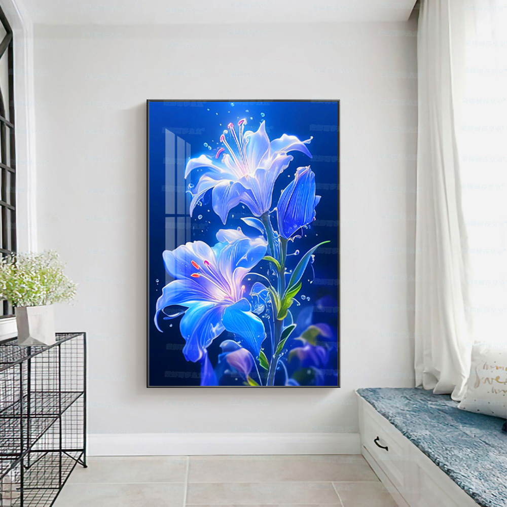 [Algodón importado] Mona Lisa real crucifijo de vidrio lirio nuevo decoración floral pintura colgante bordada a mano image 4