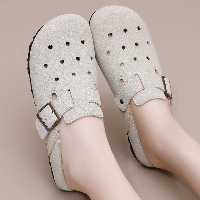 Zapatos de mujer de un pie, pantuflas de estilo nuevo de verano, zapatos Birkenstock transfronterizos de uso exterior de mujer, transpirables y cómodos, zapatos individuales de medio remolque para mujer