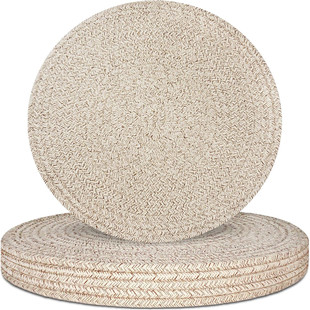 Round Placemat, Cotton Rope Woven Table Mat, Kitchen Hot Pad, Non-Heat-Resistant Placemat Casserole Mat, 33cm