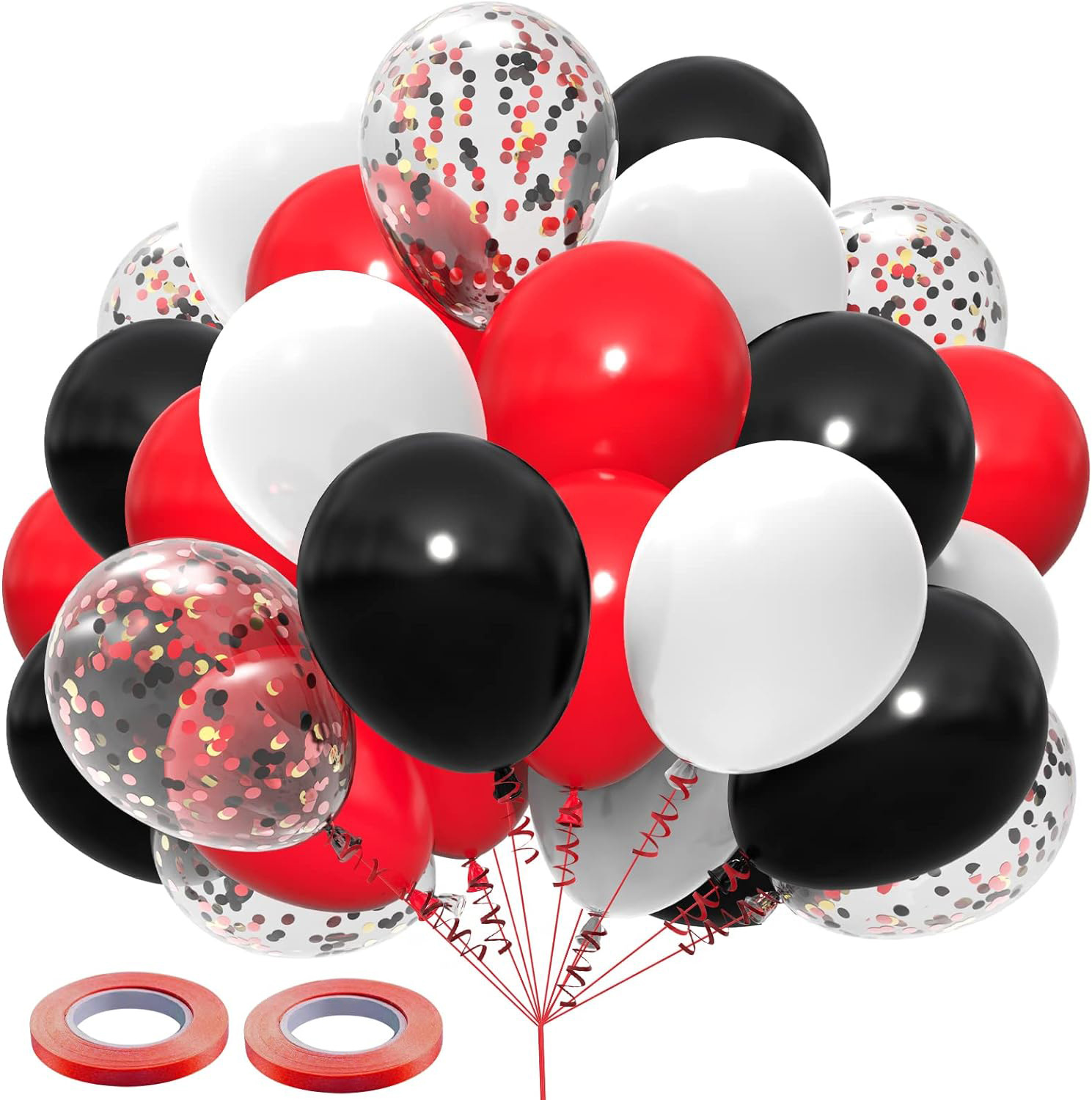 30pcs set negro y rojo para enviar cinta