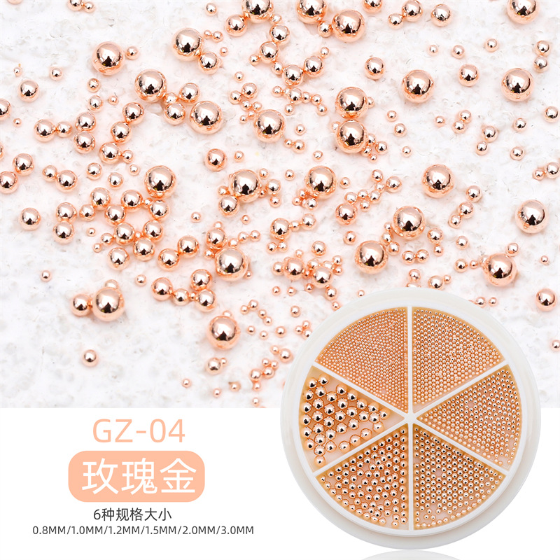 Transfronterizo Manicura nueva joyería de uñas pequeña bola de acero de metal bola de acero 6 rejilla mixta tocadiscos decoración de la joyería al por mayor