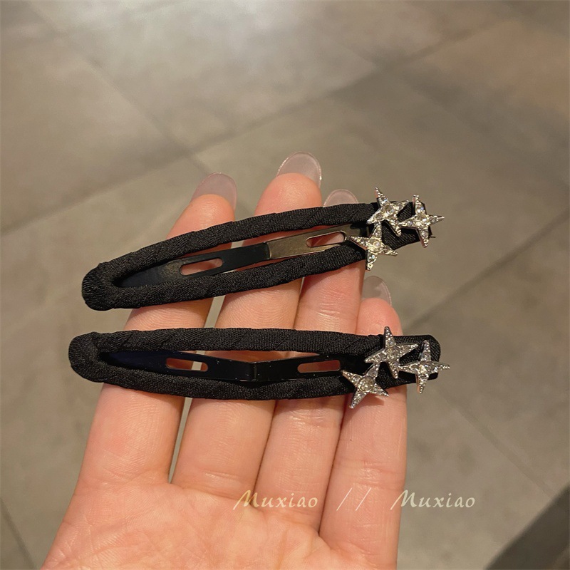 Fermaglio bb per capelli in tessuto nero stile coreano_voghion.com