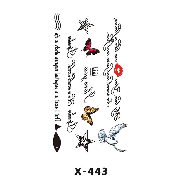 Arco de flor pequeña pegatinas de tatuaje fresco 3D dibujos animados transfronterizo Henna rosa impermeable texto en inglés pegatinas de tatuaje