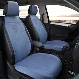 24款汽车坐垫四季通用翻毛皮半包马鞍打孔通风透气坐垫轻奢鹿皮绒