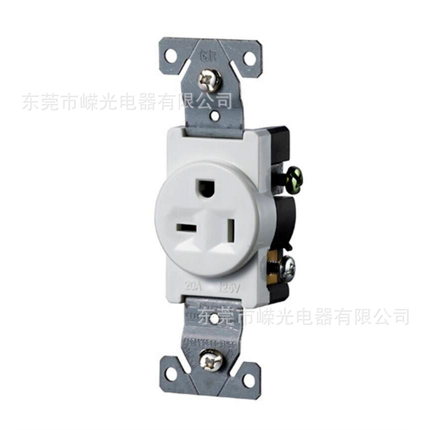 SSRE-15 20A 250V 一位T型插座NEMA 6-20R 美标单丸插座极性插孔