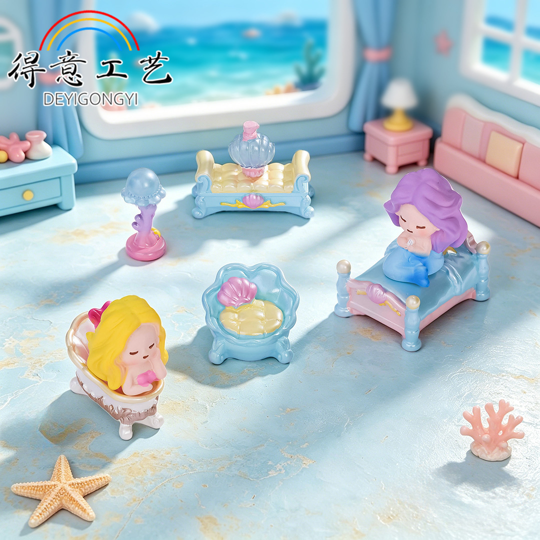 Miniature Landscape Cute Ocean-Themed Sofa Jellyfish Lamp Simulation Small Ornaments Dollhouse Landscaping DIY Decoration Accessories