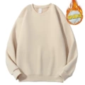 Rice apricot chinese cotton round neck fleece sweatshirt