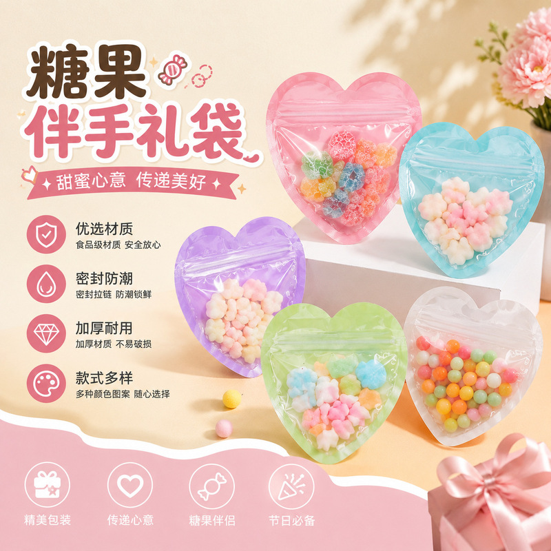 Customized Food Packaging Bags, Candy Packaging Bags, Wedding and Birthday Love Candy Gift Bags, Plastic Self-Sealing Bags