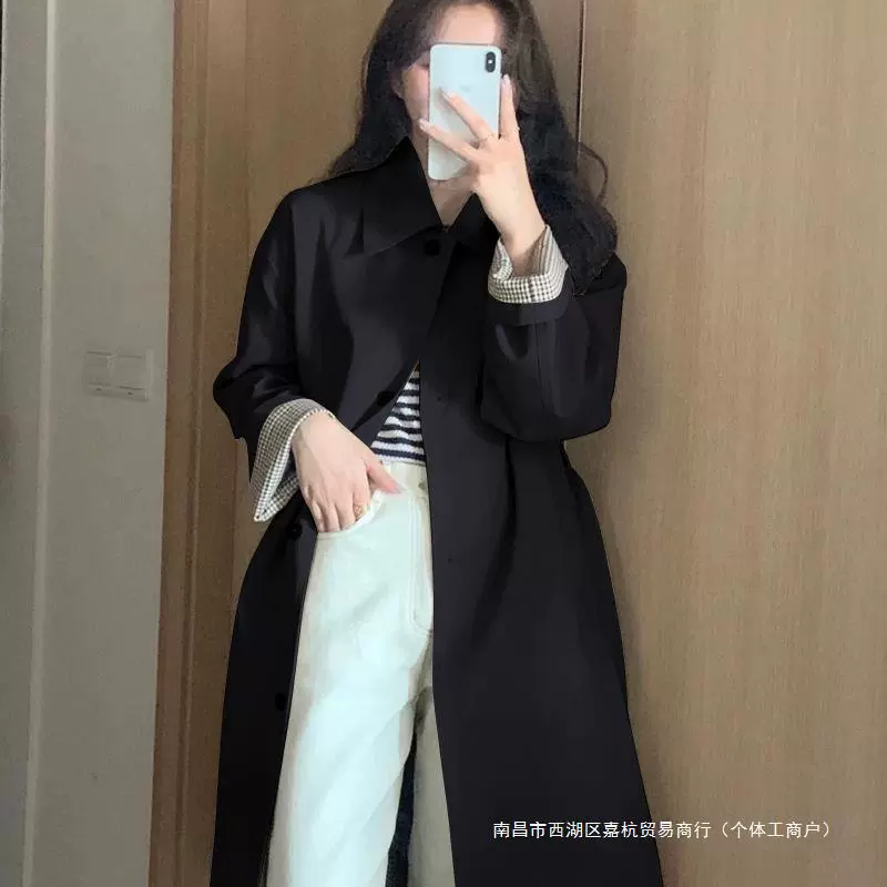 Autumn trench coat, khaki jacket, 2024 years, for teenagers, Korean style, British style, mid length, wholesale