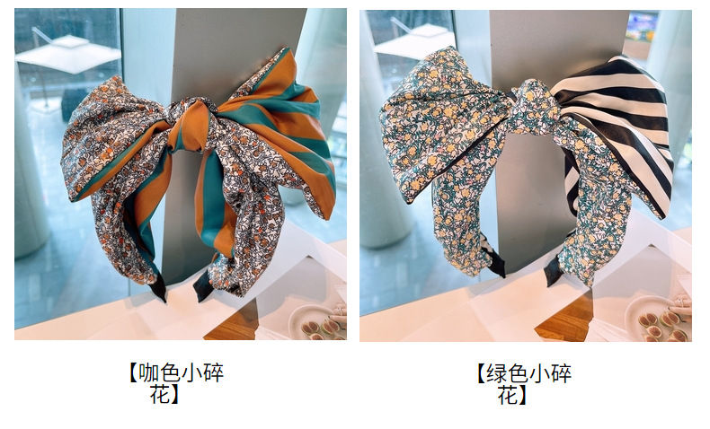 Koreanische Neue Florale Retro Geflochtene Gestreifte Schleife Stirnband display picture 26