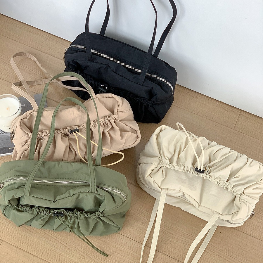Pleated high-end underarm niche commuting tote shoulder feminine temperament, new high-capacity nylon bag, female_voghion.com