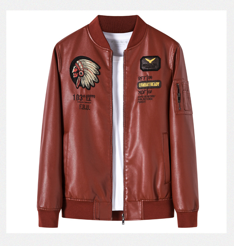 Men's Leather Jacket With Indian Embroidery And Velvet Lining_voghion.com