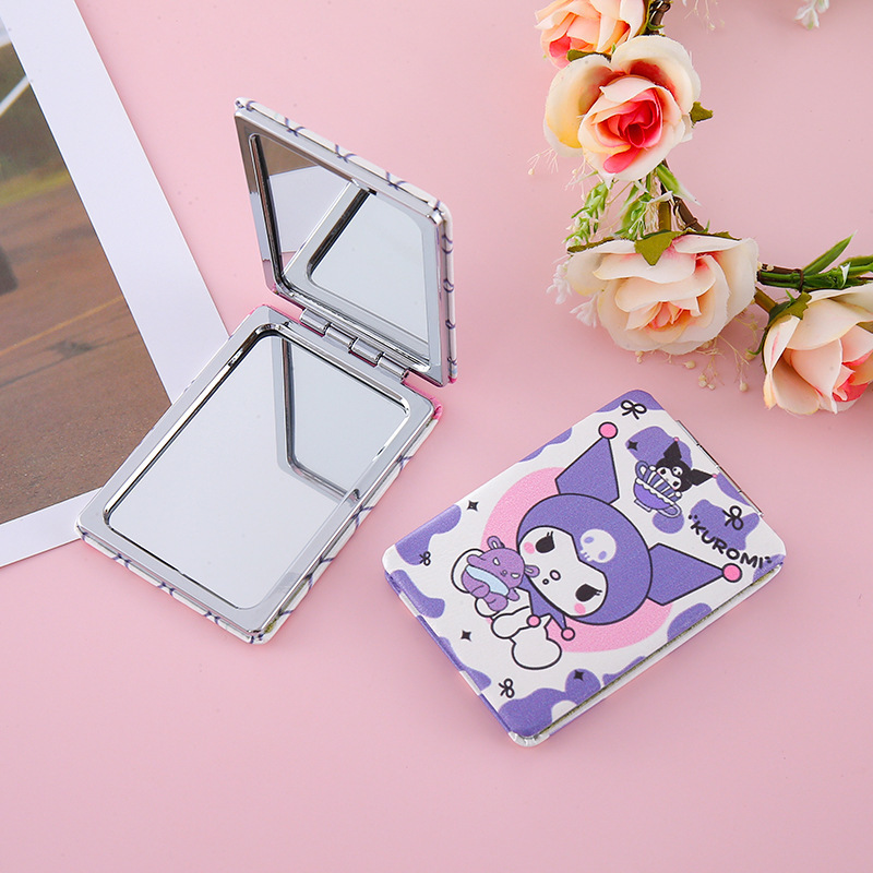 Lindo espejo pequeño Sanrio Kulomi espejo de maquillaje portátil de alto valor espejo de maquillaje portátil dormitorio de estudiantes espejo de maquillaje plegable