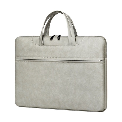 Wear-resistant leather laptop bag, women's tablet iPad protective bag, PU leather notebook liner bag, thin shoulder bag