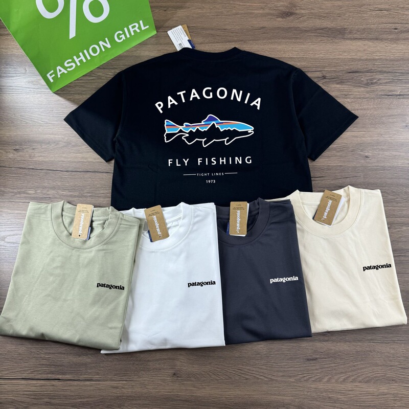 Pata fly fishing print heavy cotton T-shirt, unisex, cross-border foreign trade, antibacterial, casual short sleeve