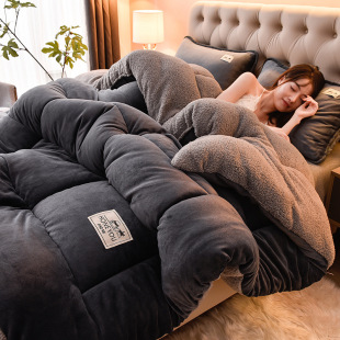 Solid Color Winter Quilt Thickeneded Warm Lamb Velvet Quilt Snowflake Velvet Bedding Air Conditioning Quilt Core Single Mattress Gift Group Benefits