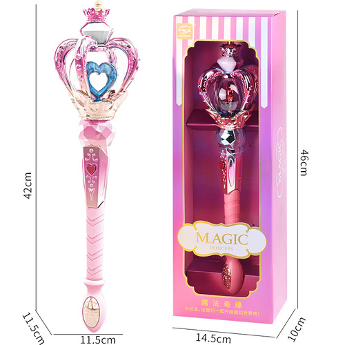 New electric luminous music rotating magic wand girl toy children's little princess flash fairy wand scepter