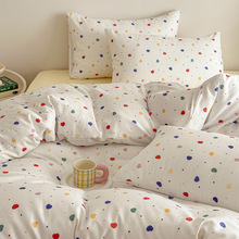 奶油风全棉双层纱四件套纯棉纱布2025新款床上床单被套皱皱纱床品