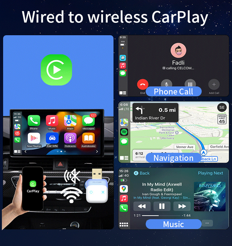 Cross-Border Mini Carplay Apple and Android Two-In-One Wired to Gps Wireless Car Smart Navigation Adapter Box