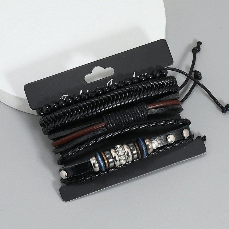 Fashion Geometric Pu Leather Wood Plating Unisex Bracelets 1 Set