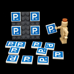 Pattern Blue Background Letter P 2x2 Block Building 3068 City Street Model Accessory Compatible with LEGO Toys