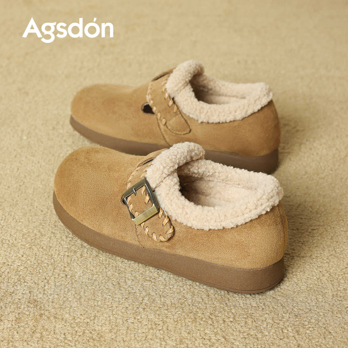 Augu Shiden todo incluido Boccan zapatos de mujer 2025 nuevo invierno de lana gruesa zapatos de algodón botas de nieve de lana gruesa