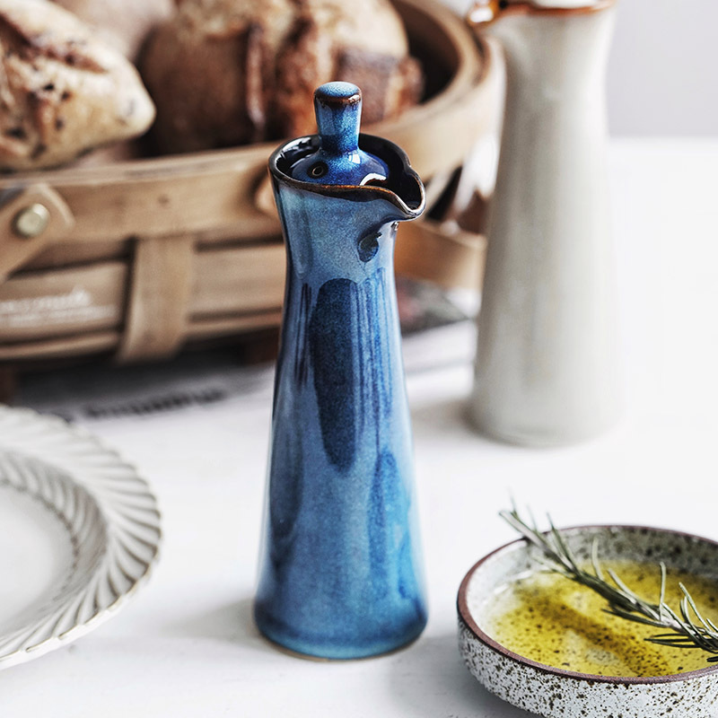 Restaurante de estilo japonés retro horno de viento cerámico botella de condimentar latas de cocina casera botella de salsa de soja frita