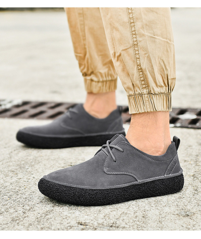 Giày sneaker nam cổ thấp da lộn phối lưới, đế dày — 2307 ren màu xám, 2307 ren nâu, 2307 ren đen, ren 2307m màu chi tiết 21