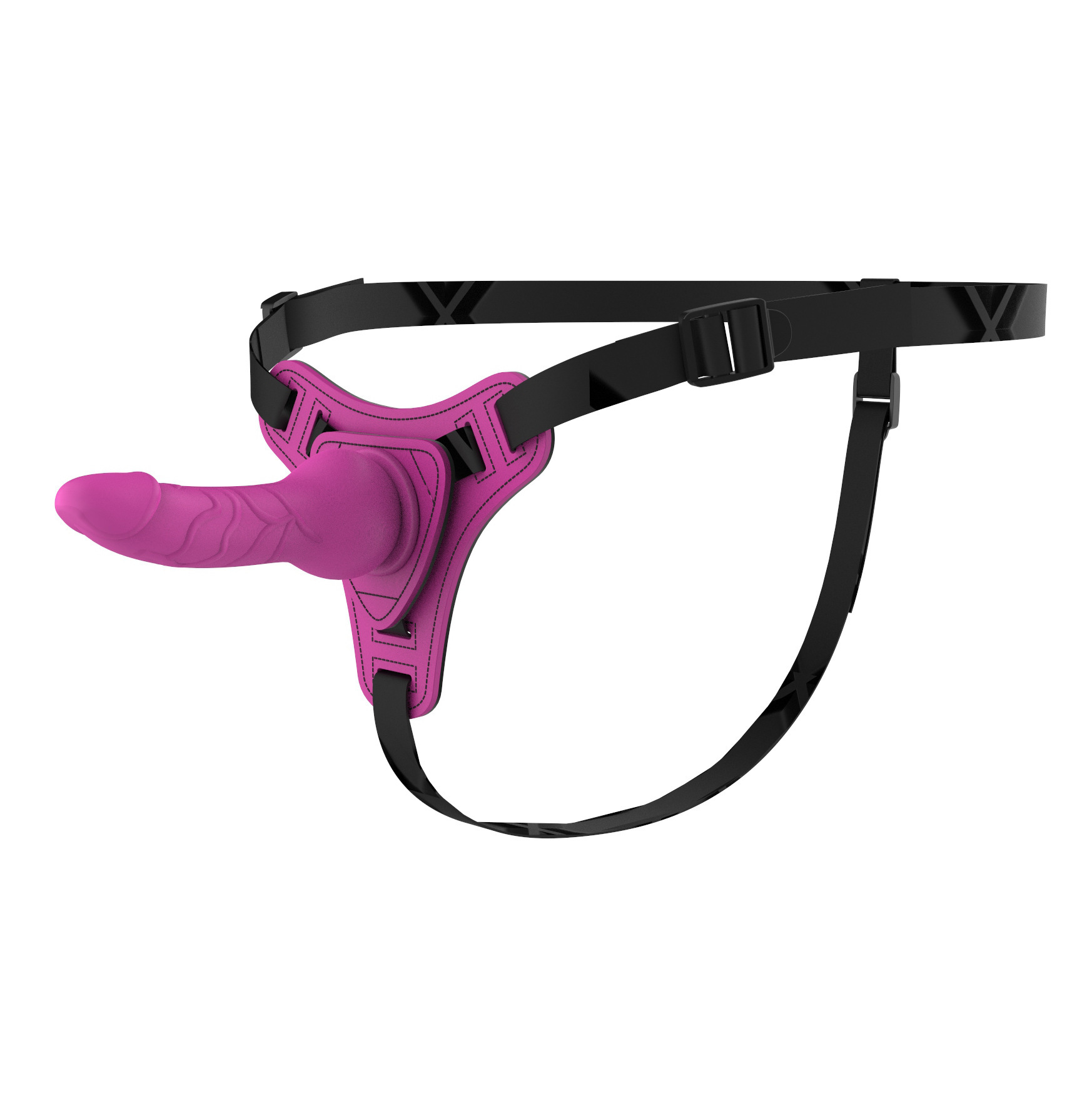 Wearable Strap-on Harness Pants with Silicone Dong, Rose Red, Large Size — detail image 5