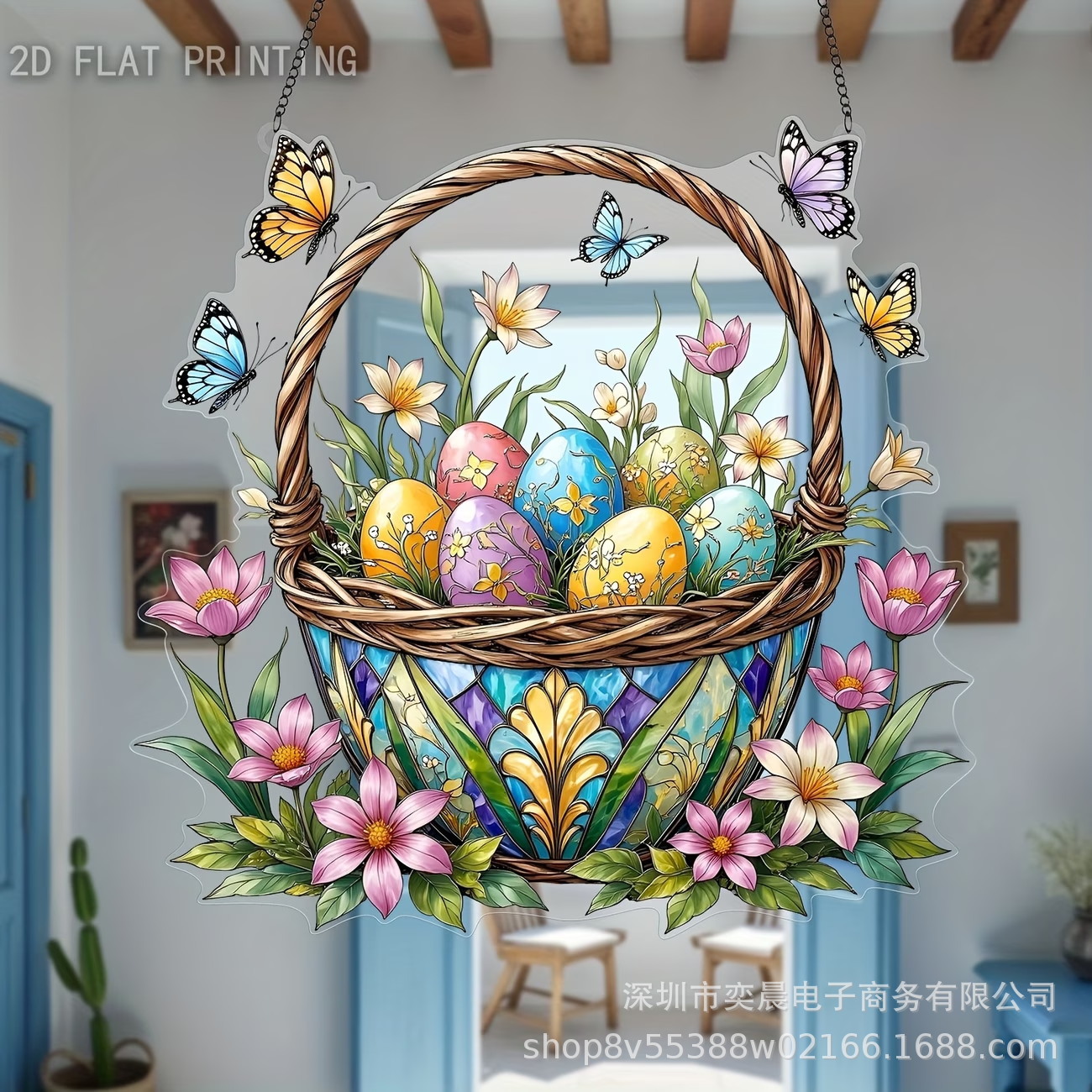 Colgante transfronterizo conejo de Pascua huevo acrílico colgante 2D puertas y ventanas del hogar jardín creativo una variedad de decoradores