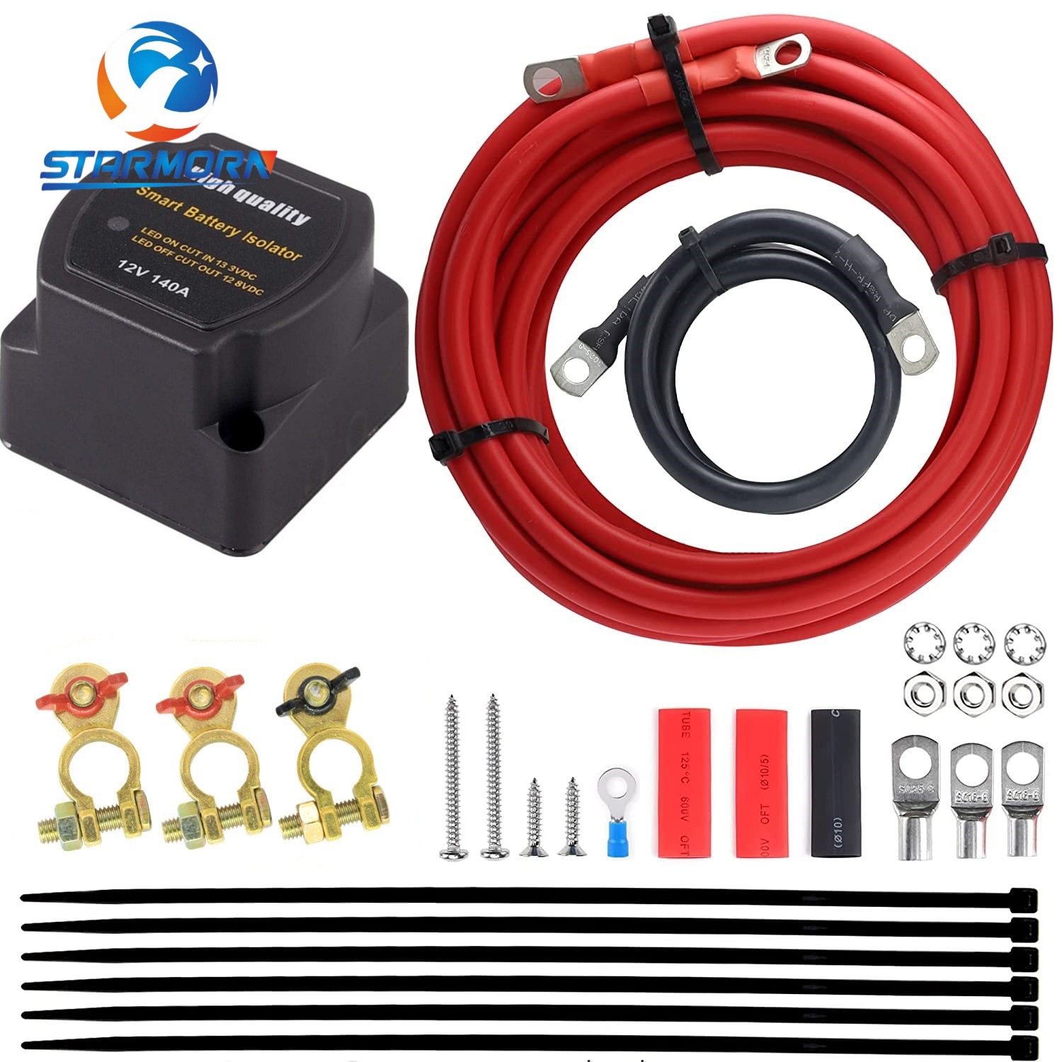 Doble batería aislador kit 12V140A voltaje sensible relé completo Cargador automático de doble batería