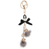 Fashionable keychain with bow from pearl, bag accessory, Korean style