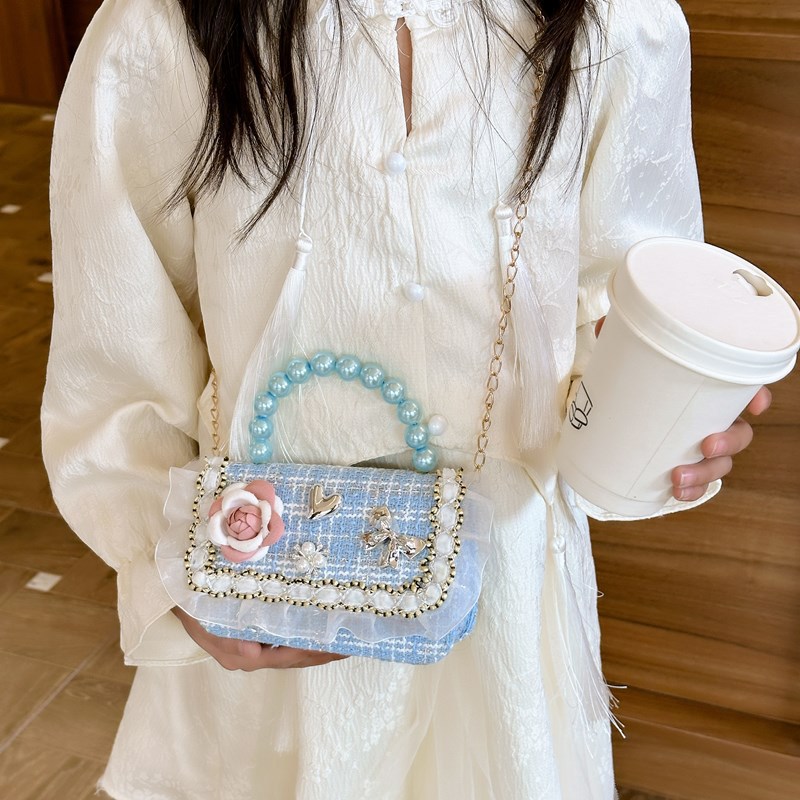 Niña tween pequeña bolsa de hombro arco encantadora princesa mochila de perlas de aire extranjero para niños bolsos lotes