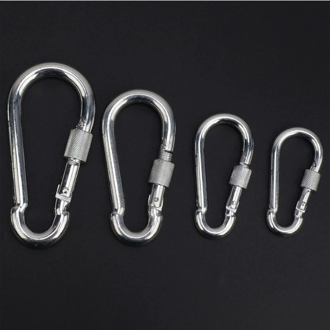 Q235 Iron -dip galvanized hook with snail spring buckle outdoor climbing connection ring pet chain hook