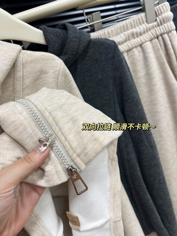 早秋薄绒连帽卫衣套装女宽松慵懒风上衣外套alo直筒长裤两件套|undefined