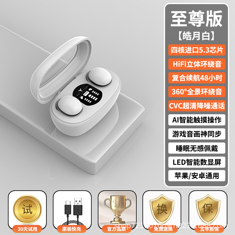 538 auriculares Bluetooth 5.3 nueva pantalla digital pequeña y delgada con reducción de ruido, duración de la batería duradera, fábrica mayorista transfronteriza