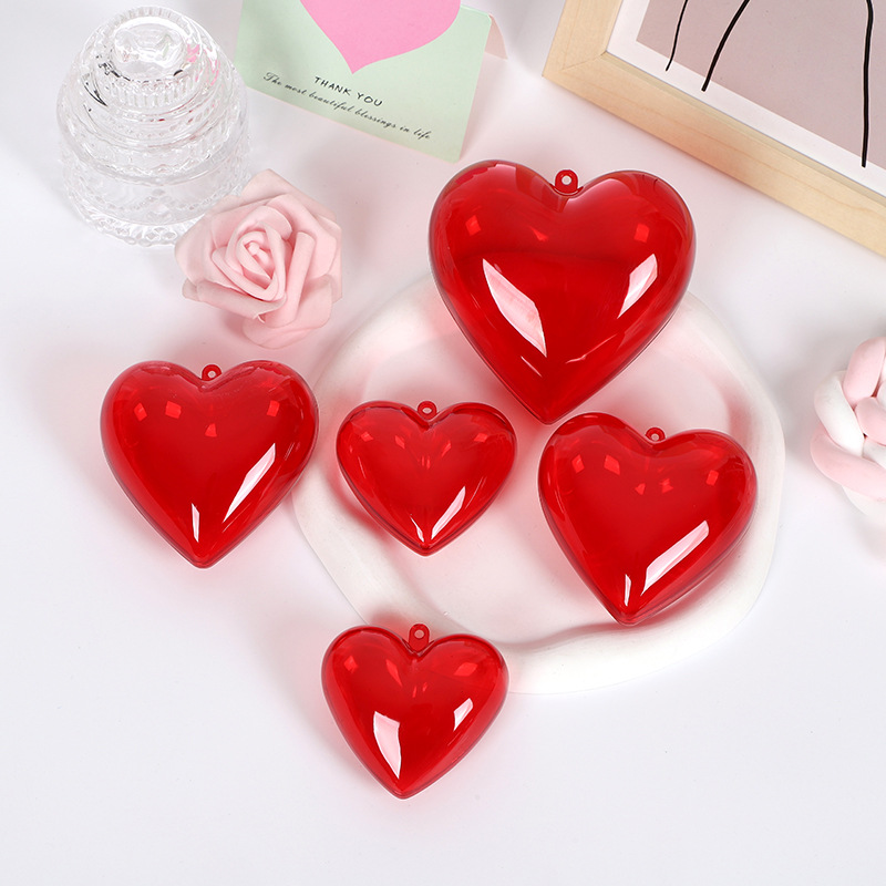 七夕情人节布置 可开合高透塑料红色爱心装饰 婚庆爱心挂件装饰