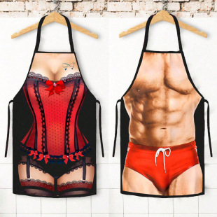 2025 Explosions Muscle Men Sleeveless Waterproof Anti-fouling Kitchen in stock Apron Sexy Personality Funny Printed Apron