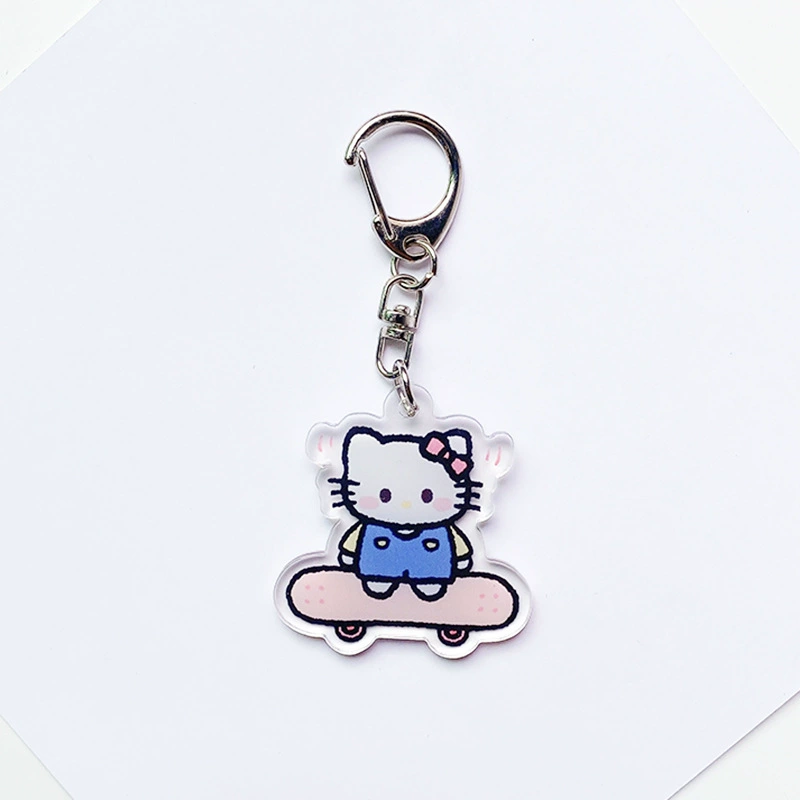 Акриловый брелок Sanrio с скейтбордом — милые персонажи, подарок на день рождения