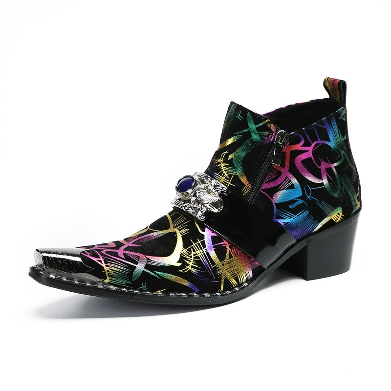 Ботинки Челси из воловьей кожи Senlu Британские короткие сапоги кожаные ботинки ручной работы с острым носком модная Внешняя торговля с принтом