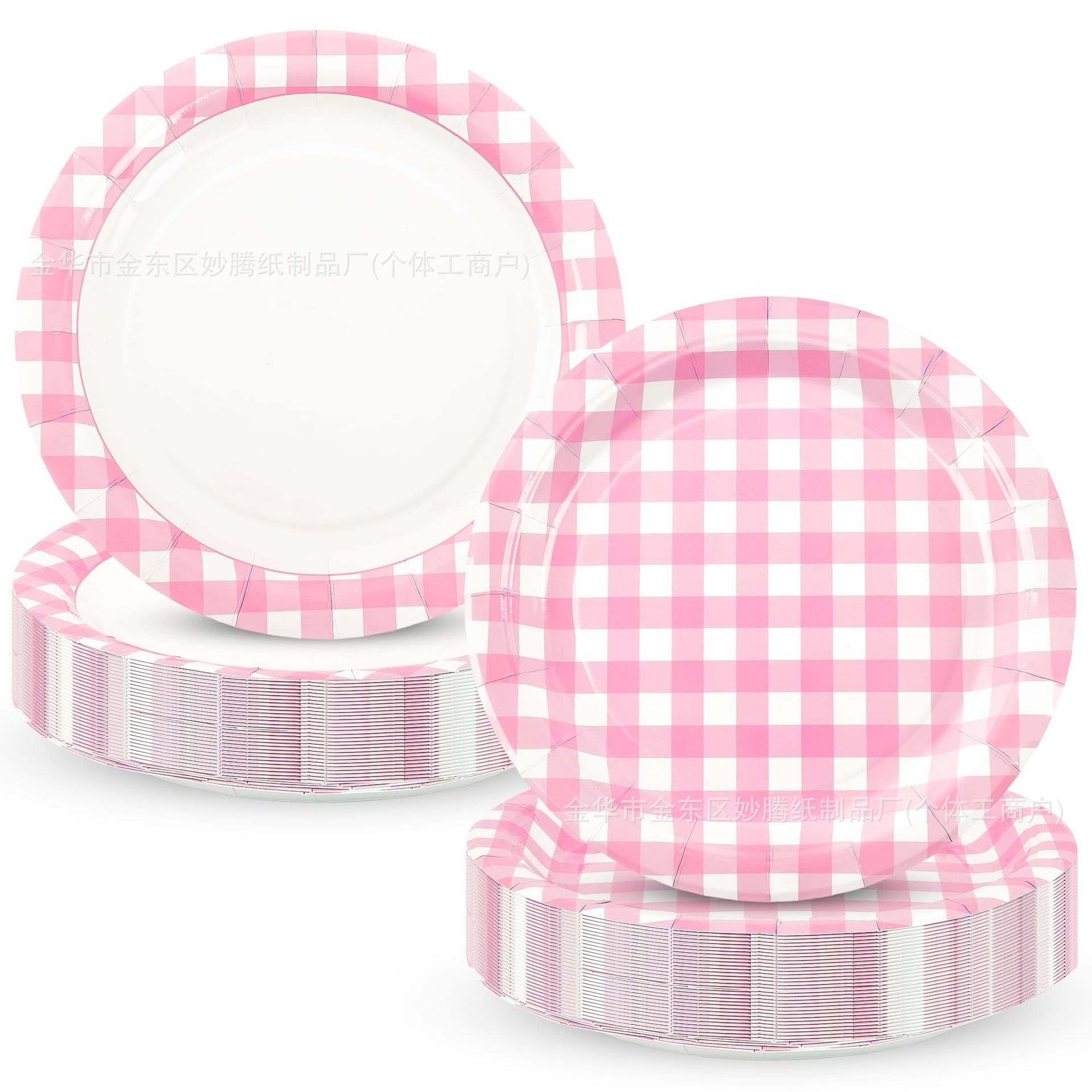 Plato de papel desechable transfronterizo Plato de encaje a rayas azules Plato de encaje de fiestas Fiestas Set de cubiertos desechables
