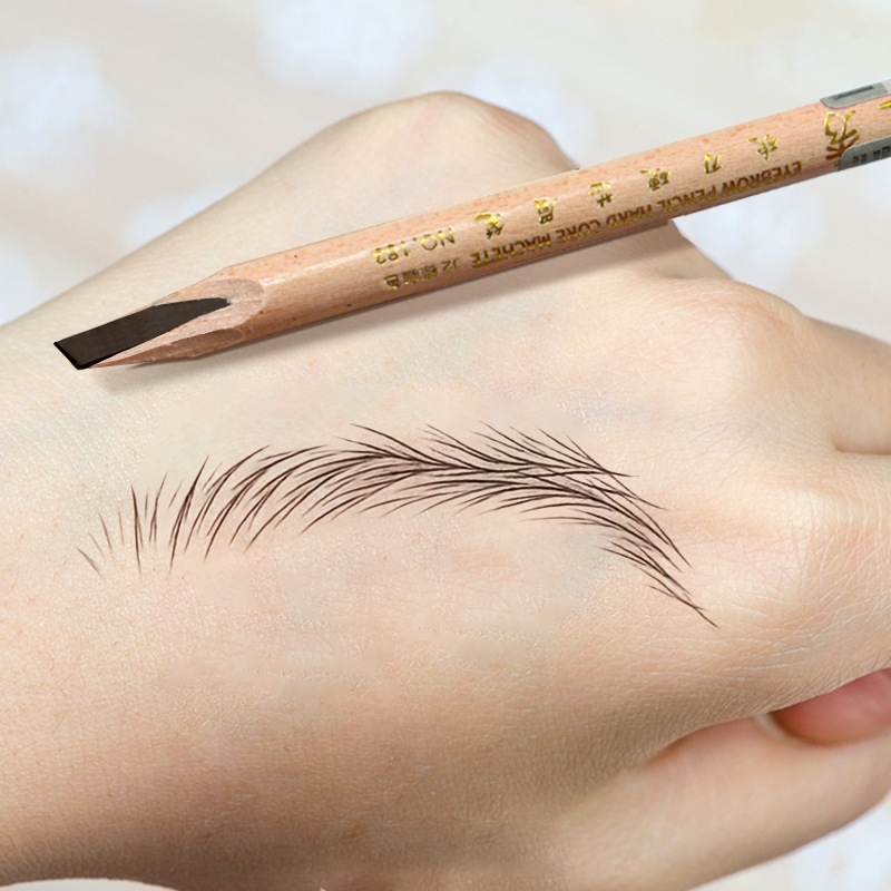 Knife-Shaped Wooden Eyebrow Pencil with Hard Core, Waterproof and Sweat-Proof Makeup Tattoo Artist's Eyebrow Design Wild Line Machete Eyebrow Pencil