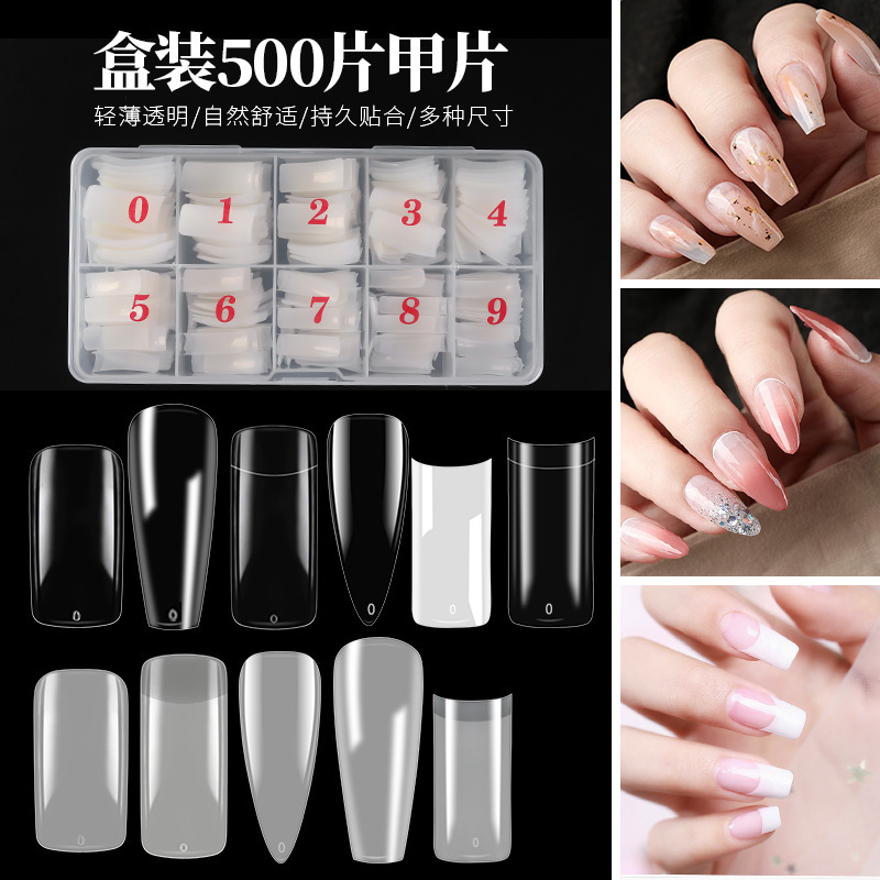 nail nail 500 boxed transparent ultra-thin fake nails French half paste full stick ballet natural color factory outlet