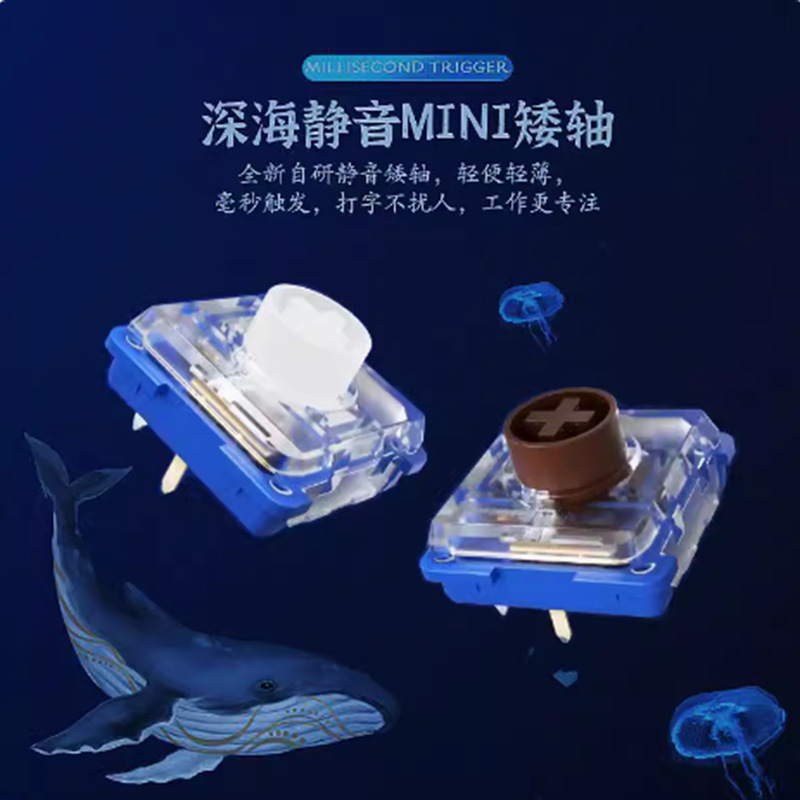 Kaihua Kailh Silent Low Shaft Silencer Quiet Mechanical Keyboard Deep Sea Island Whale Mini 1353Hitbox