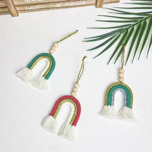 ins rainbow ornaments Nordic style hand-woven car bag pendant children's room pendant retro Bohemian