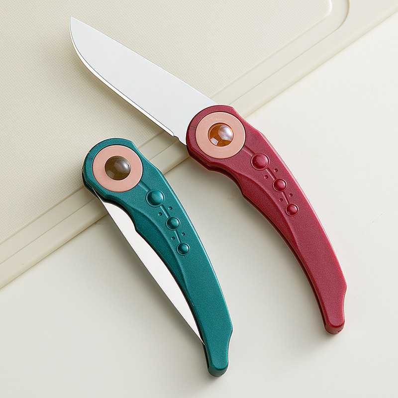 Cuchillo de frutas plegable de acero inoxidable mini cuchillo casero cuchillo de peeling cuchillo de frutas giratorio cuchillo de peeling ligero portátil