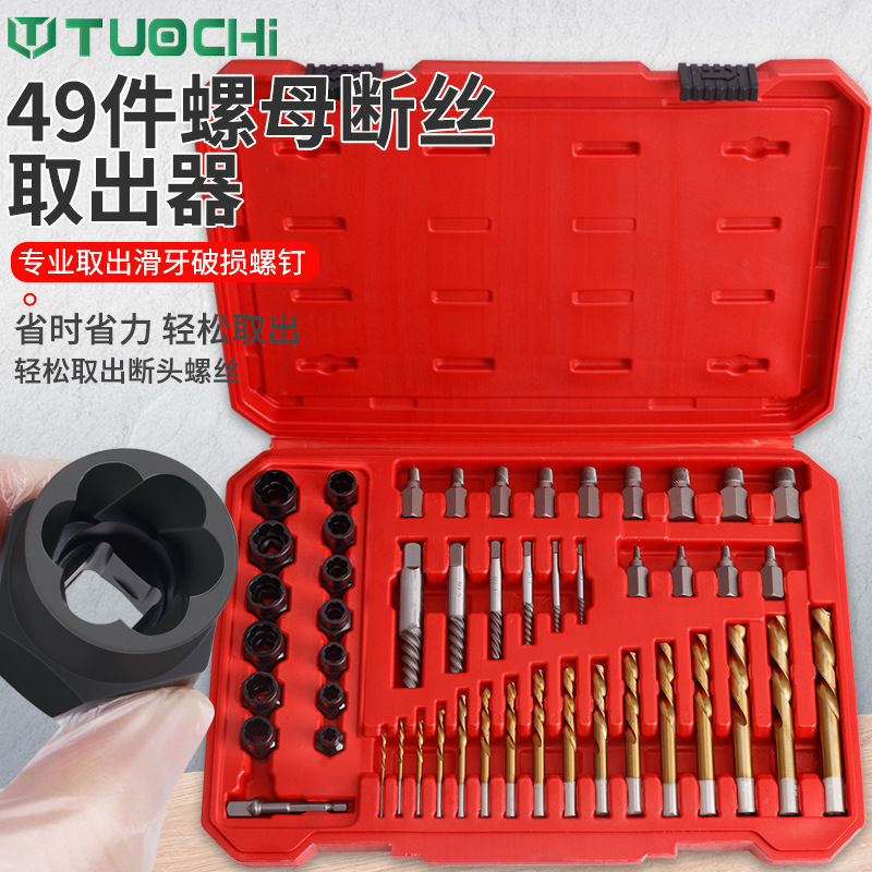 Broken Screw Extractor Tool Set for Removing Broken Screws, Damaged Threads, Reverse Threads, and Retaining Screw Extractors