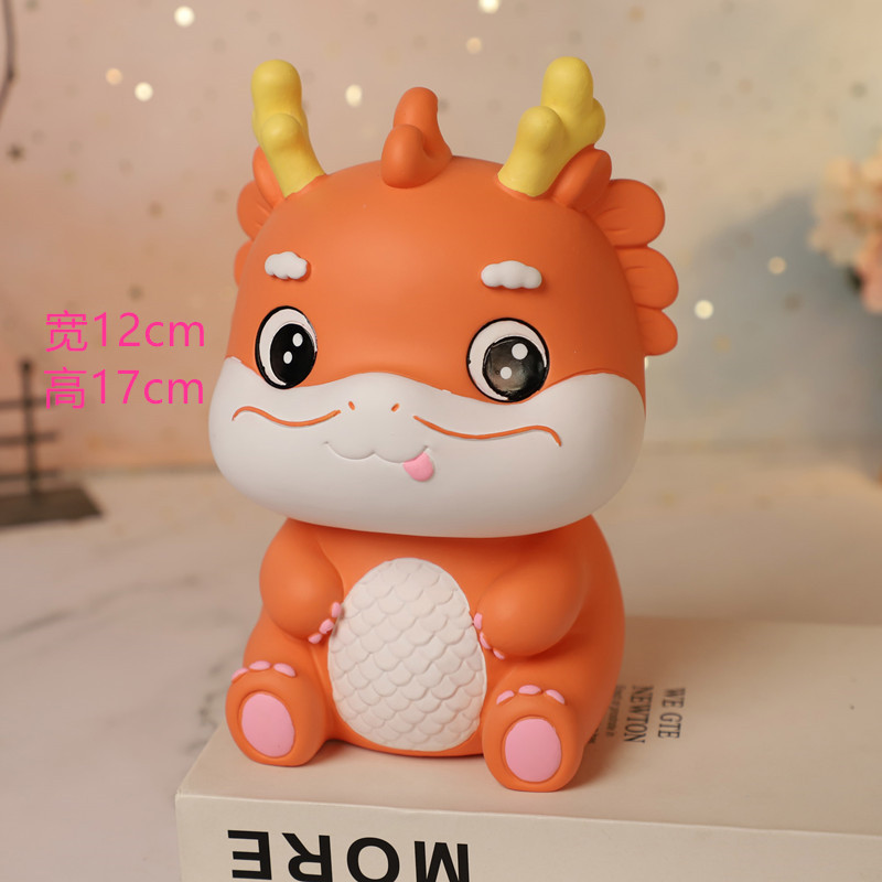 Dibujos animados lindo mascota dragón año Piggy Bank resistente a la caída resistente a los golpes Caja de Ahorro regalo decoración de escritorio muñeca